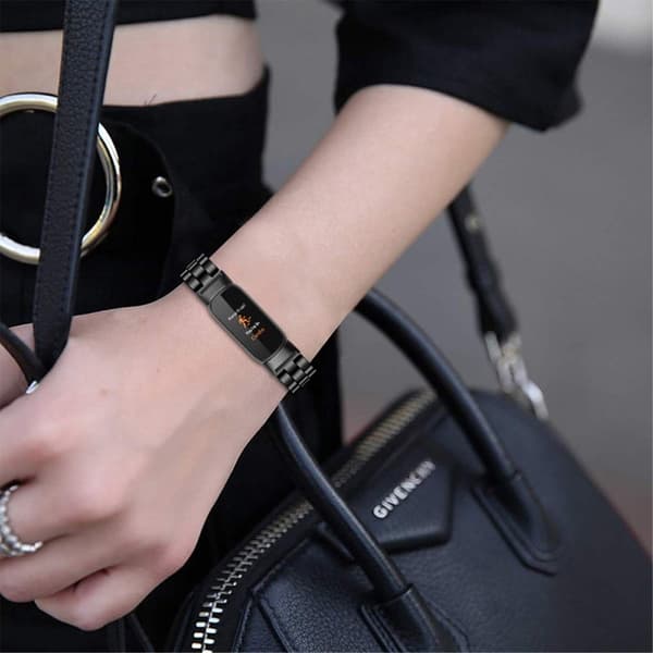 Fitbit Luxe klokkerem med tre perler i rustfritt stål - Svart Black