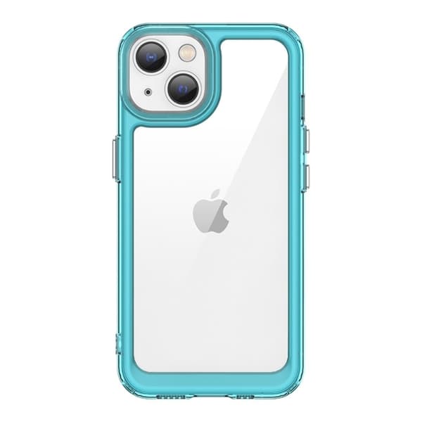 iPhone 14 Plus älykäs akryylikansi - Läpinäkyvä Sininen Blue