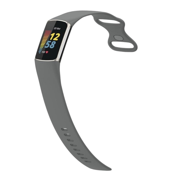 Fitbit Charge 5 silicone watch strap - Grey / Size: S Silver grey