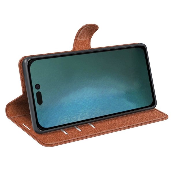 Klassisk iPhone 14 flip etui - Brun Brown