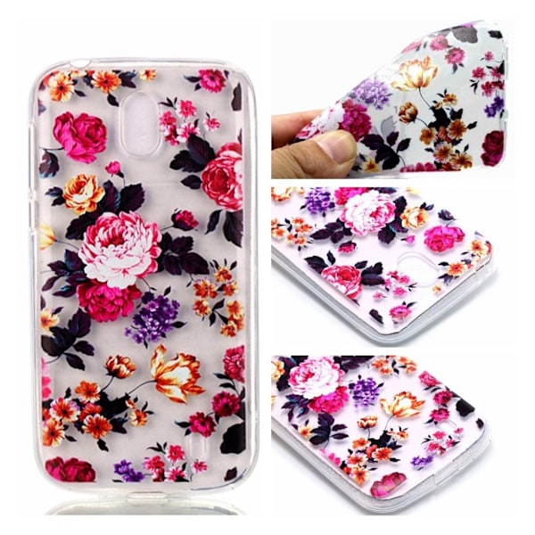 Nokia 1 mobilskal skyddande TPU material mönster - Färgglada blommor Grön