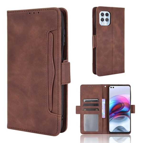 Modern-styled Læder Pung Etui til Motorola Moto G100 / Edge S - Kaffe Brown