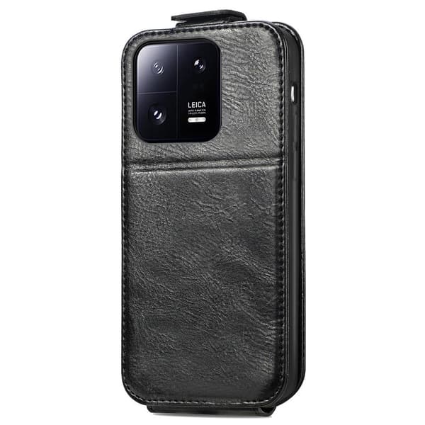 Vertical Flip Phone Suojakotelo With Zipper For Xiaomi 13 Pro - Musta Black