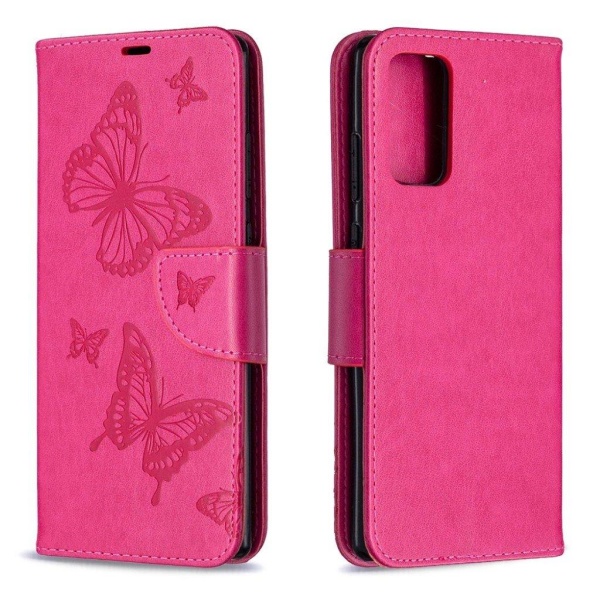 Butterfly Samsung Galaxy Note 20 Flip Etui - Rose Pink