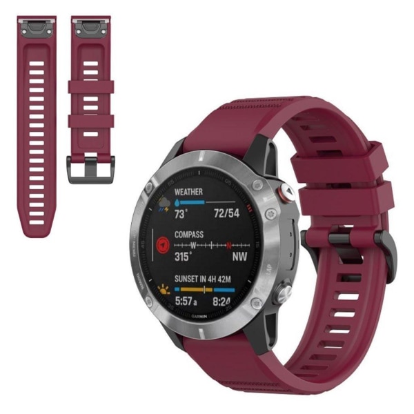 Garmin Fenix 6 stylish silicone watch band - Wine Red Röd