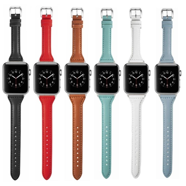 Apple Watch Series 6 / 5 44mm simple leather watch band - Cyan Grön