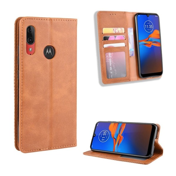 Bofink Vintage Motorola Moto E6 Plus læder etui - Brun Brown