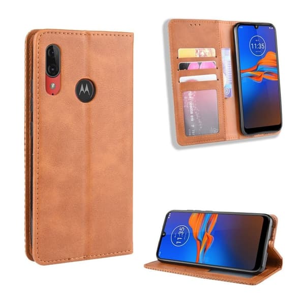 Bofink Vintage Motorola Moto E6 Plus Læretui - Brun Brown