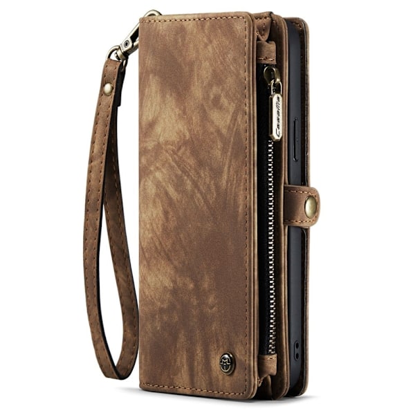 CaseMe iPhone 14 Pro Max Zipper Lompakko - Ruskea Brown