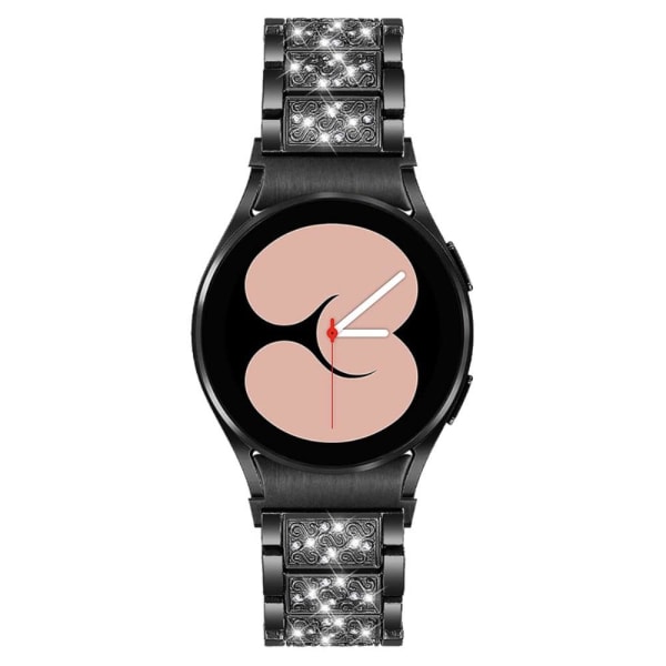 Urrem med rhinestone i rustfrit stål til Samsung Galaxy Watch 4 - Sort Black