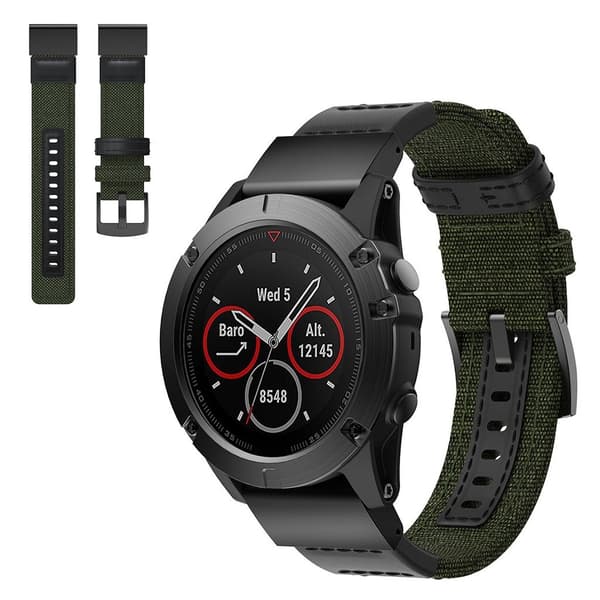 Nylon watch band for Garmin Watch devices - Army Green Grön