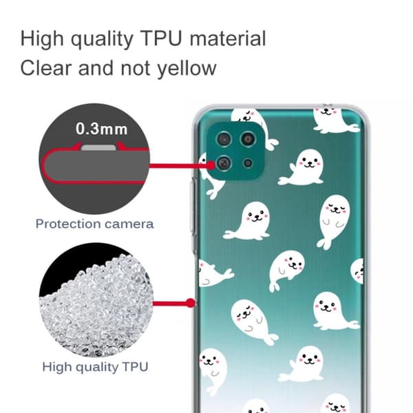 Deco Samsung Galaxy A22 5G skal - Tecknad Säl Vit