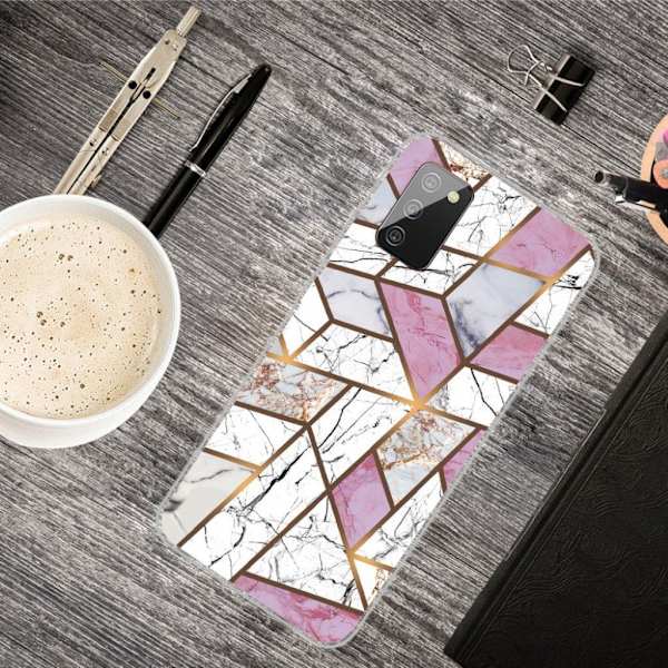 Marmormotiv Samsung Galaxy A02s skal - Rosa / Vit / Grå Marmor multifärg