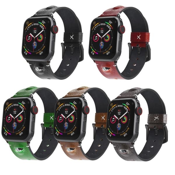 Apple Watch Series 5 / 4 40mm stylish ægte læder rem - sort Black