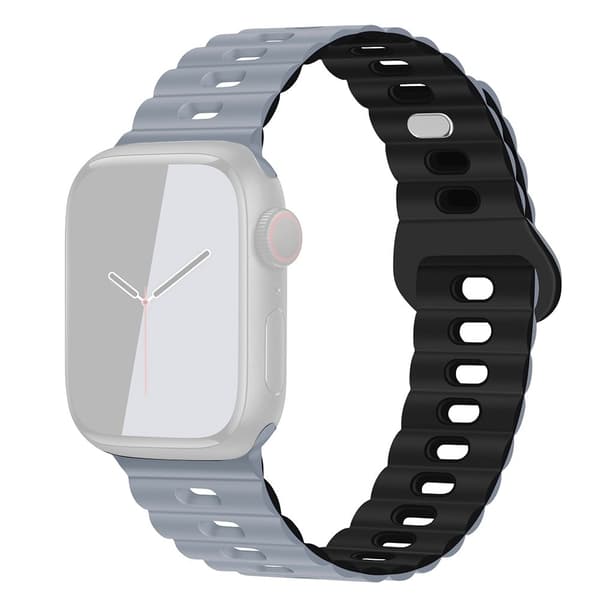 Apple Watch Series 41mm - 40mm - 38mm Universal klockarmband Flexibelt armband - Grå + Svart Silvergrå