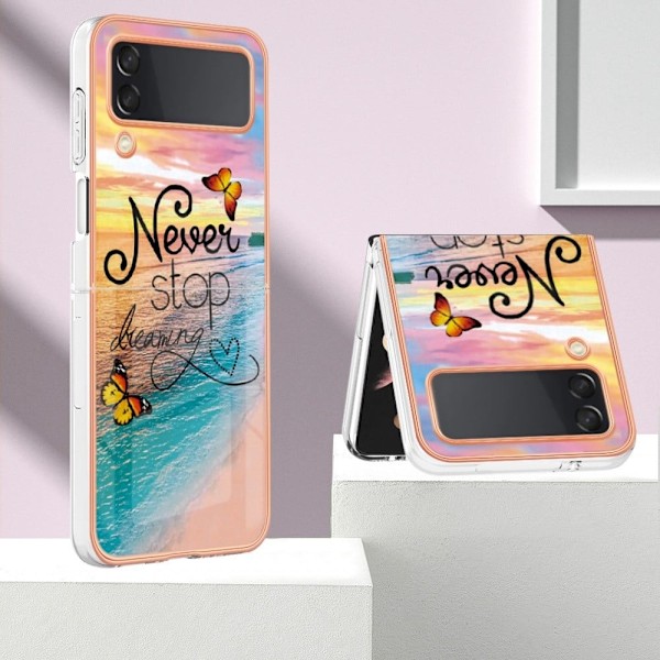 Marble Samsung Galaxy Z Flip4 Etui - Never Stop Dreaming Multicolor