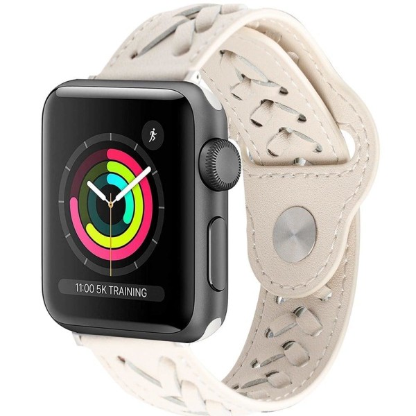 Apple Watch (45 mm) klockarmband i vävt läder med mikrofiber - Beige Brun