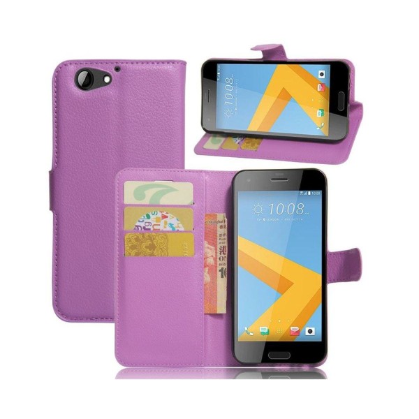 HTC A9s stilfuldt læder-etui m. kortholder - Lilla Purple