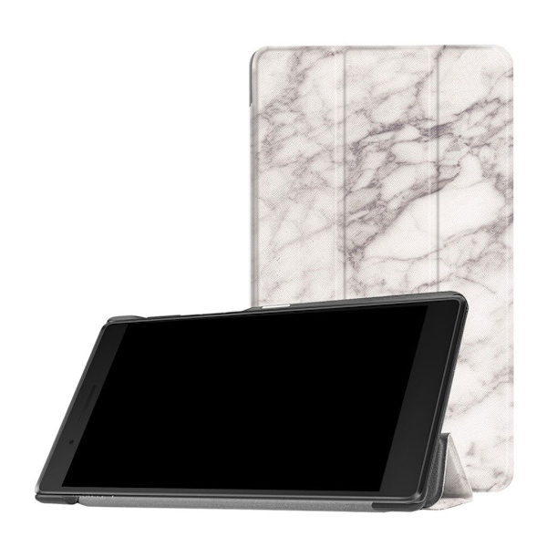 Lenovo Tab 7 Essential vikfodral i konstläder - Marmor Silvergrå