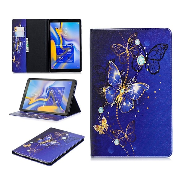 Samsung Galaxy Tab A 10.5 mönstrat flipfodral i läder - Lila Fjärilar Lila