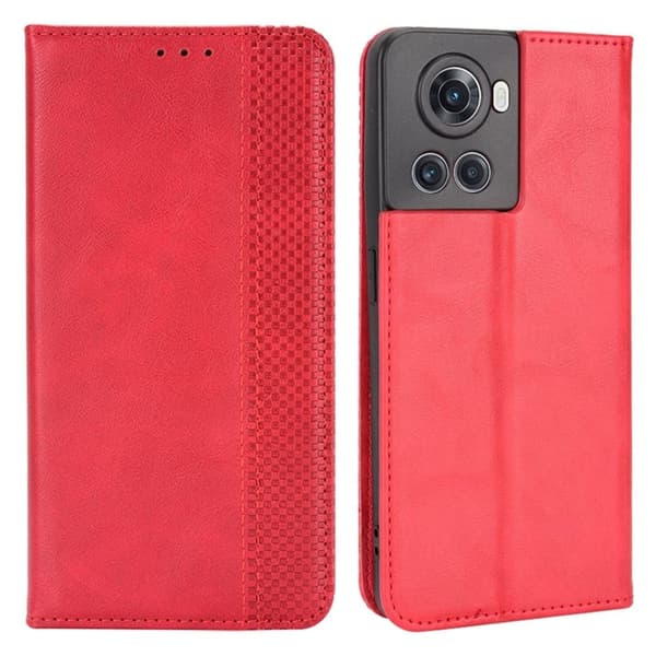 Bofink Vintage OnePlus 10R / OnePlus Ace nahkakotelo - Punainen Red