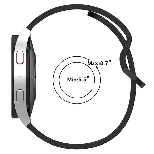 20 mm universal silikonerem - Mørkegrå Silver grey