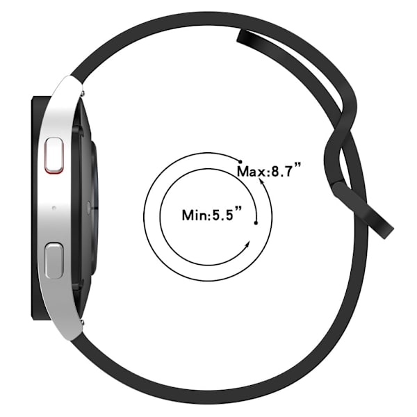 20 mm universellt silikonband - Mörkgrå Silvergrå