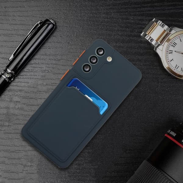 Cover med Kortholder til Samsung Galaxy S23 Fe - Mørkeblå Blue