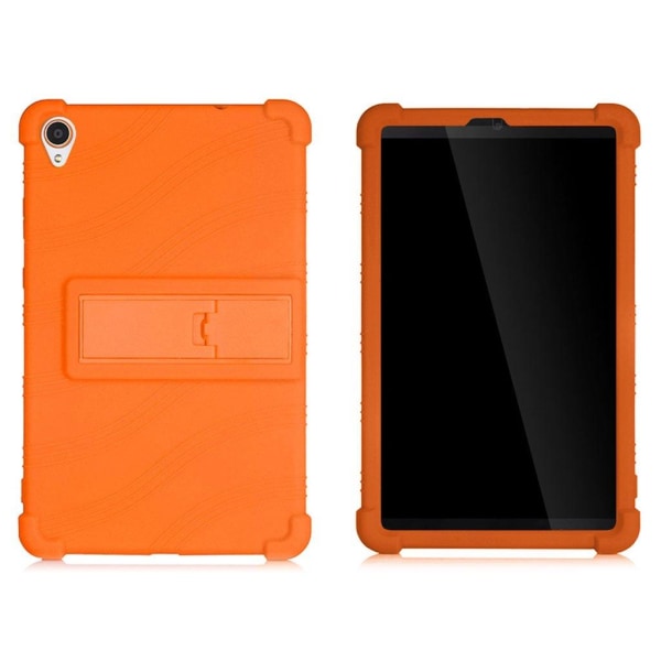 Lenovo Tab M8 (2nd Gen) FHD slide-out tyyliin kickstand silikonikotelo - Oranssi Orange