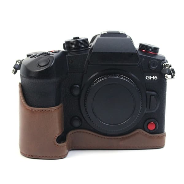Panasonic Lumix GH6 läderöverdrag för halva kroppen - Kaffe Brun