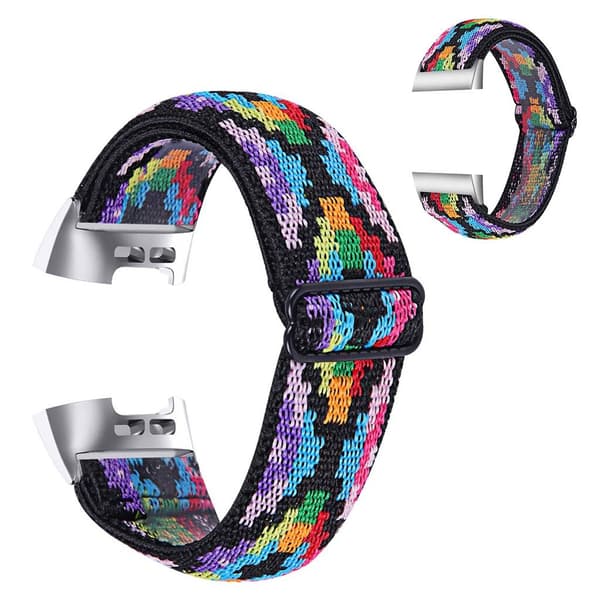 Fitbit Charge 4 / 3 elastic stylish pattern watch strap - Diamond Tribal Pattern multifärg
