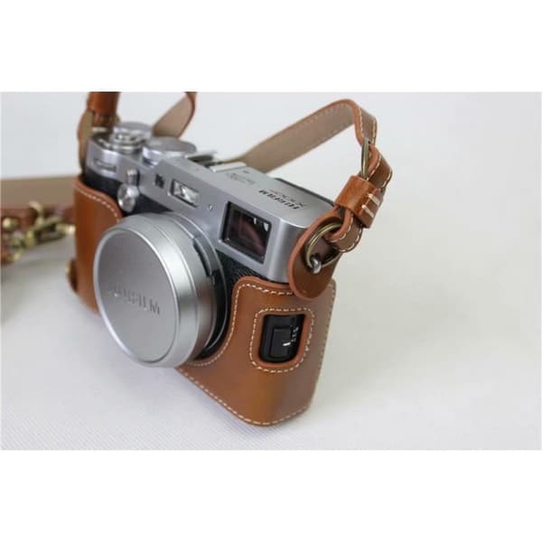 Fujifilm X100F kameraskydd väska lins bärrem konstläder - Brun Brun