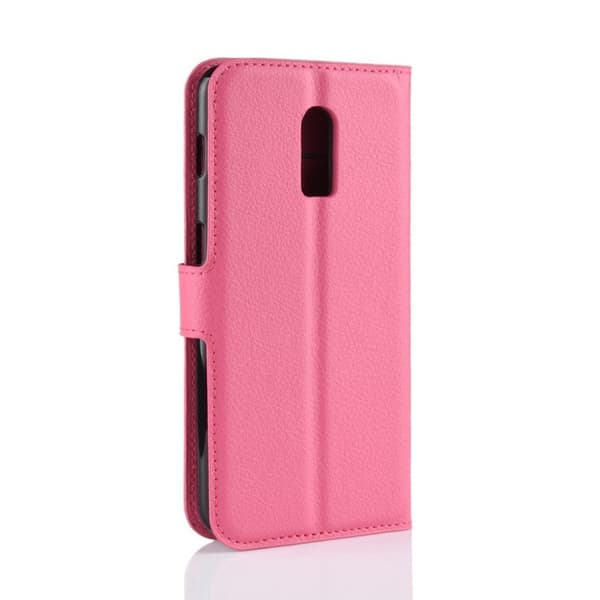 OnePlus 6T flipfodral i litchi-läder - Ros Rosa