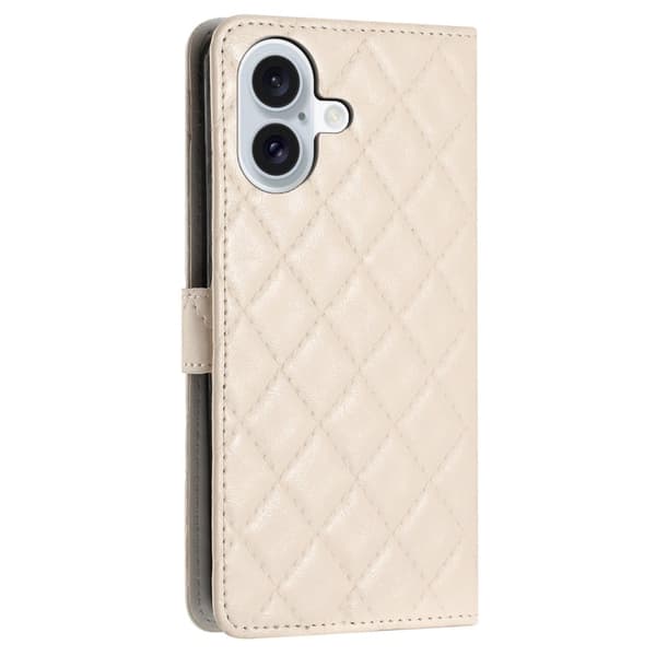 Funktionelt iPhone 16 Plus rombe etui med pung - Beige Brown