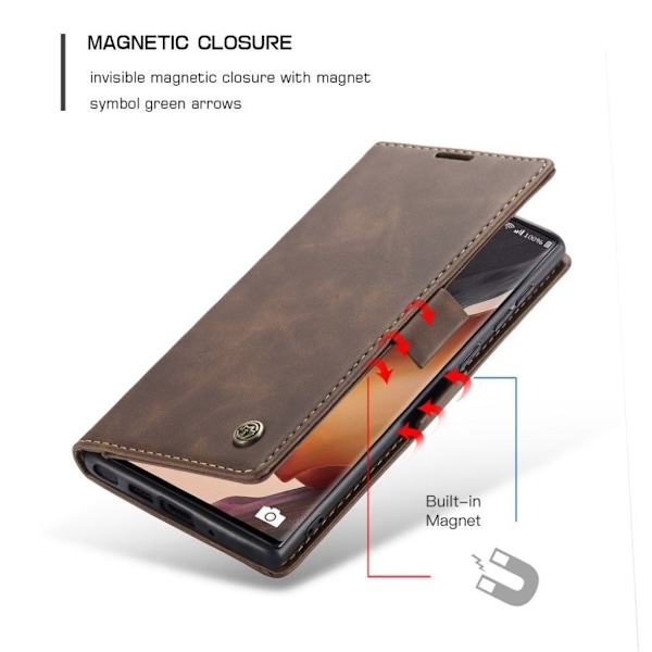 CaseMe Samsung Galaxy Note 20 vintage-kotelo - Kahvi Brown