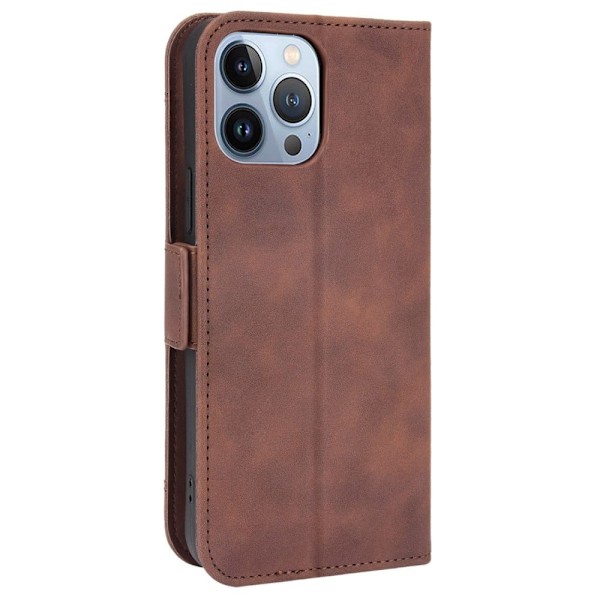 Moderne iPhone 14 Pro Max læderetui med pung - Brun Brown