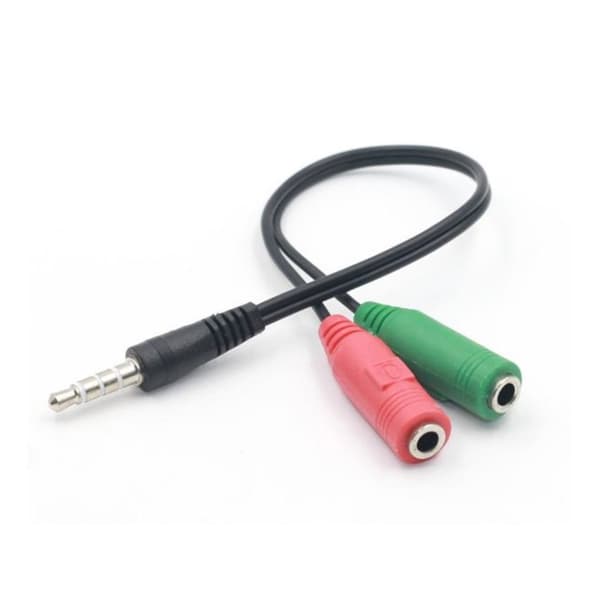Universal 3,5 mm hann til 2'Female adapter jack splitter kabel Black