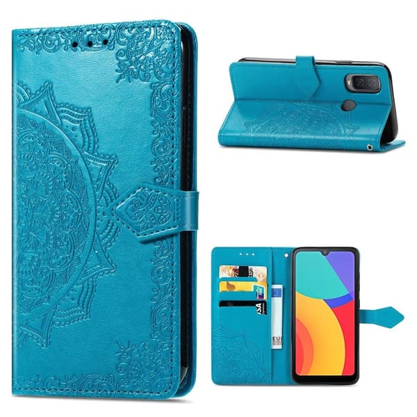 Mandala läder Alcatel 1L (2021) fodral - Blå Blå