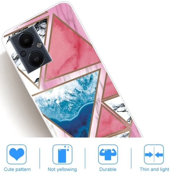 Marmormotiv OnePlus Nord N20 5G skal - Vit / Blå / Rosa Triangel multifärg