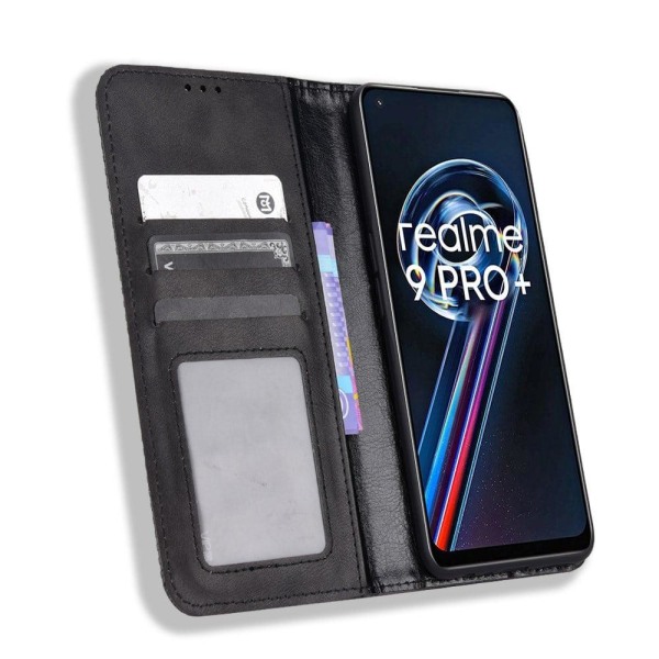 Bofink Vintage Realme 9 Pro Plus nahkakotelo - Musta Black