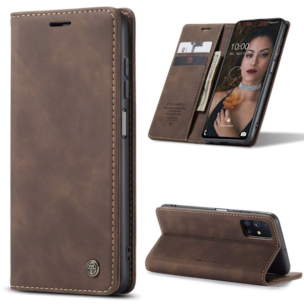 CaseMe Samsung Galaxy M51 vintage-kotelo - Kahvi Brown