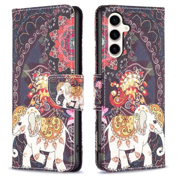 Wonderland Samsung Galaxy S23 Fe Flip Etui - Blomst og Elefant Multicolor