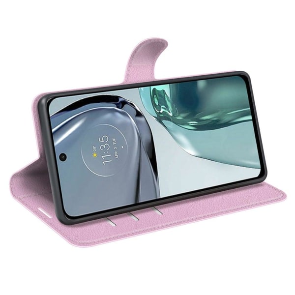 Klassisk Motorola Moto G62 5g Flip Etui - Lyserød Pink