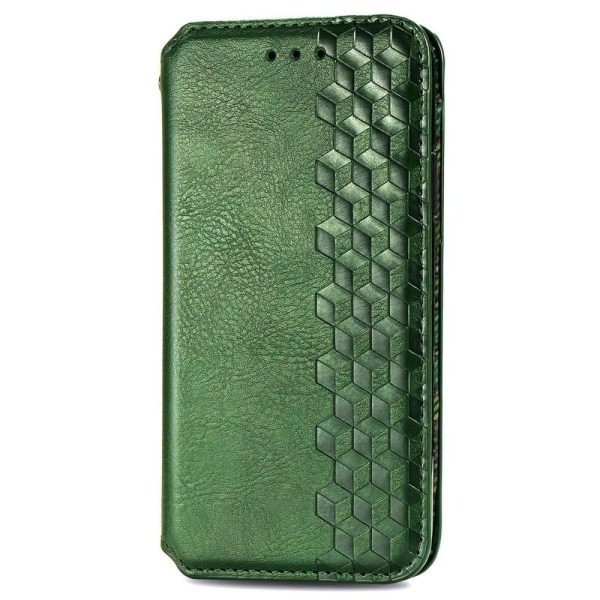 Nahkakotelo With A Stylish Rhombus Imprint For Motorola Edge 30 - Vihreä Green