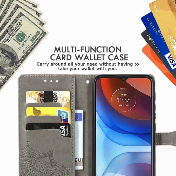 Butterfly Motorola Moto E7 Power Flip Etui - Grå Silver grey