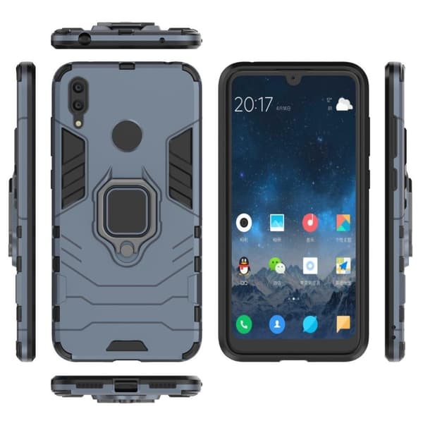 Huawei Y7 2019 Fingerring Hybrid Etui - Blå Blue