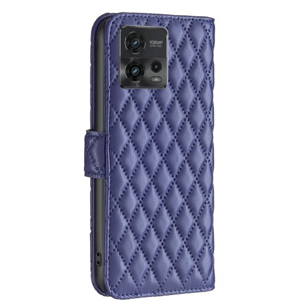 Rombemønster, matt flip-deksel for Motorola Moto G72 - Blå Blue