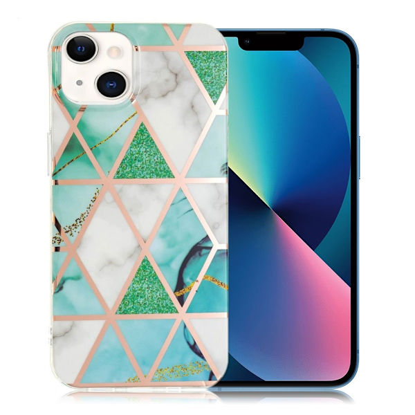 Marble iPhone 13 Etui - Grønn / Hvit Multicolor