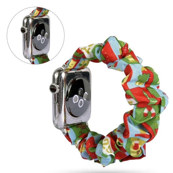 Apple Watch Series 5 44mm Mønster stof urrem - Søde Juleting Multicolor