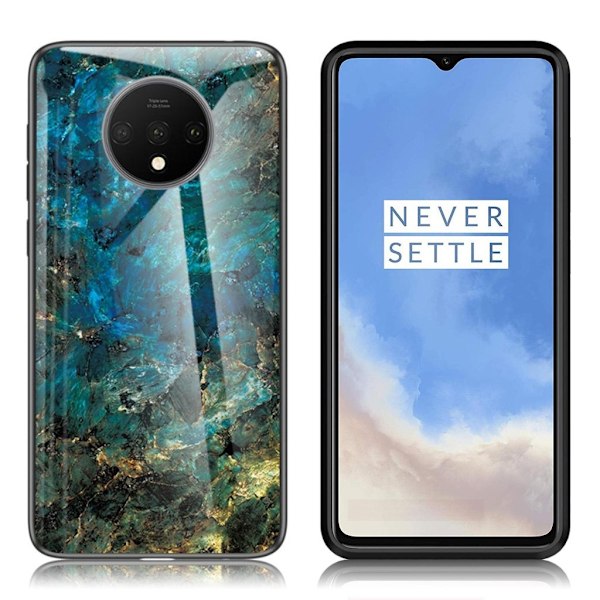 Fantasy Marble OnePlus 7T deksel - Emerald Green